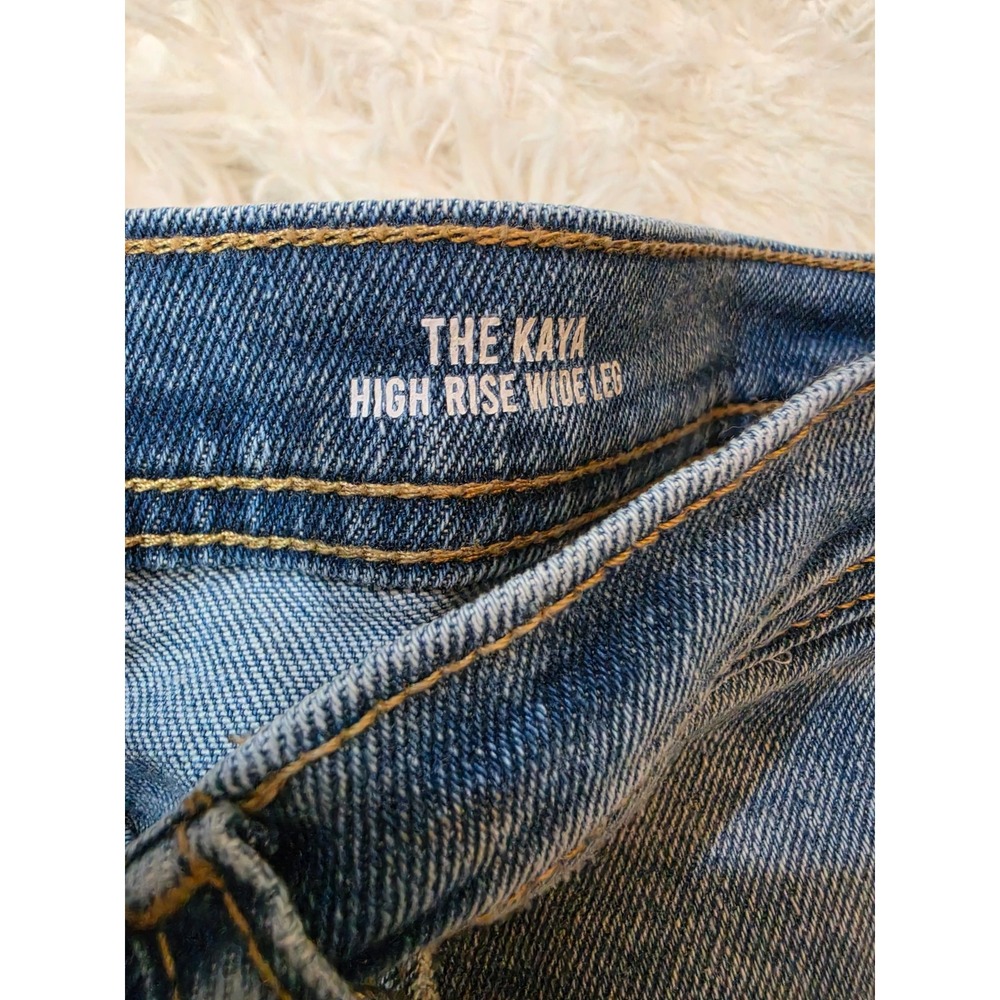NWT Kensie The Kaya High Rise Wide Leg Jeans Sz 12/31 Raw Hem Medium Wash - Picture 2 of 4